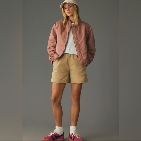 Anthropologie Pink Bomber Jacket with 2 Pockets & Ribbed Cuffs - Picture 3 of 12